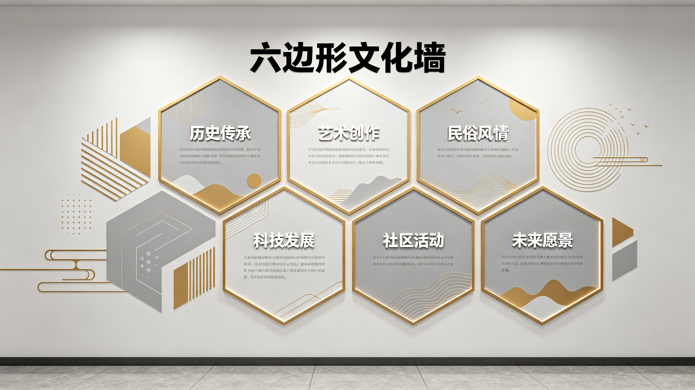  黑水企业文化墙 | 六边形信息美学